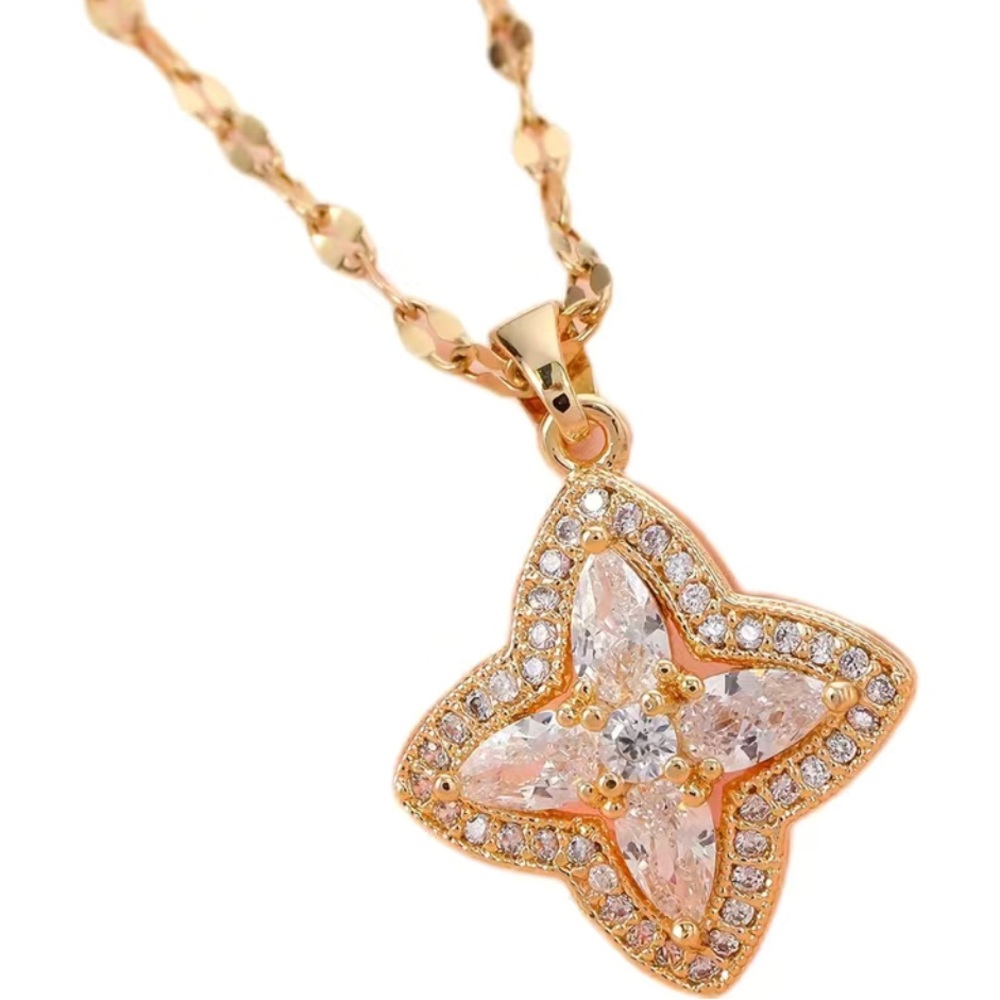 NWT-UNBRANDED FASHION GOLD-TONE SILVER TONE JEWELRY FLOWER NECKLACE NOT 925!! - Picture 1 of 6
